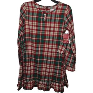 NWT Jammies For Your Families Girls Plaid Long Sleeve Nightgown W/ Doll Dress